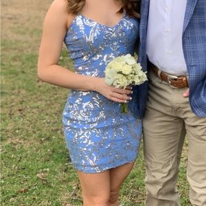 Windsor Blue and Silver Sequin Mini Dress